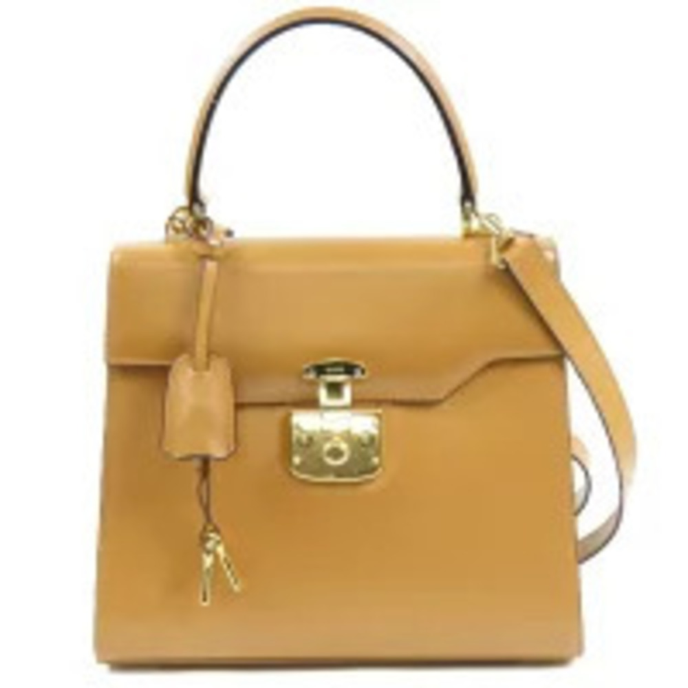 Gucci Lady Lock 2way Shoulder Bag Leather Beige